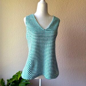 Maeve Anthropologie Franconia Striped Tank Green White Sleeveless Women's Large